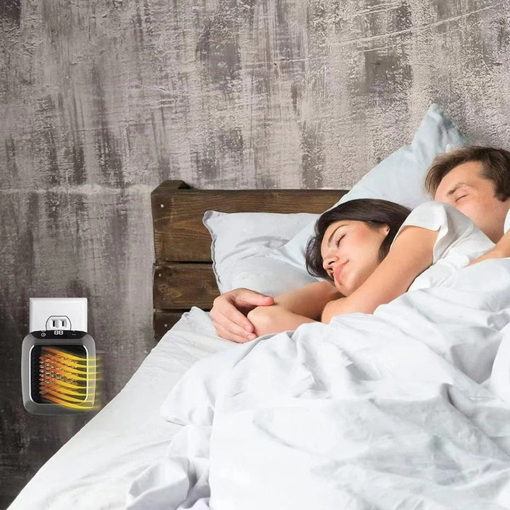 Convenient portable electric space heater with remote control, perfect for personal comfort in any room.