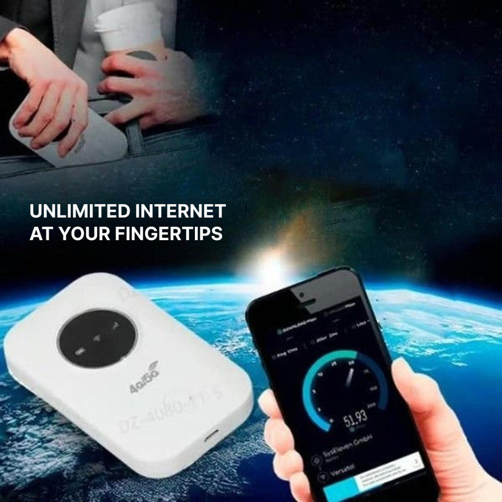 Portable WiFi Router for travel, offering mobile internet & wireless hotspot connectivity without subscription.