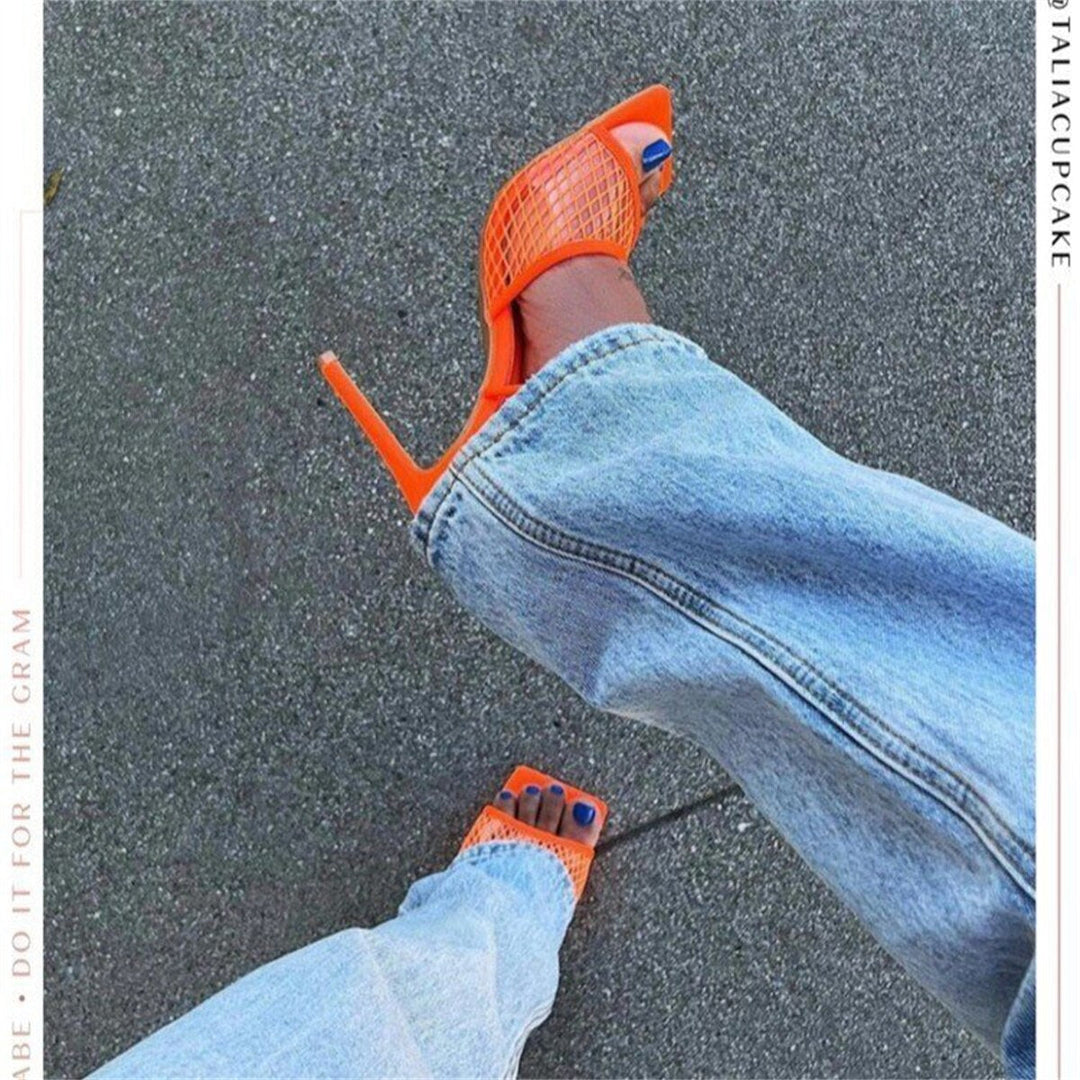 Women's chic pointed toe lace-look pumps with block heel. Elegant & comfortable fashion footwear for parties.