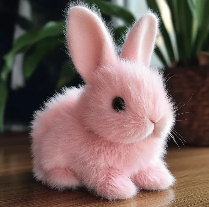 Life-like realistic rabbit plush toy with soft fur & movement. Fun unisex kids toy, charming home decor piece.