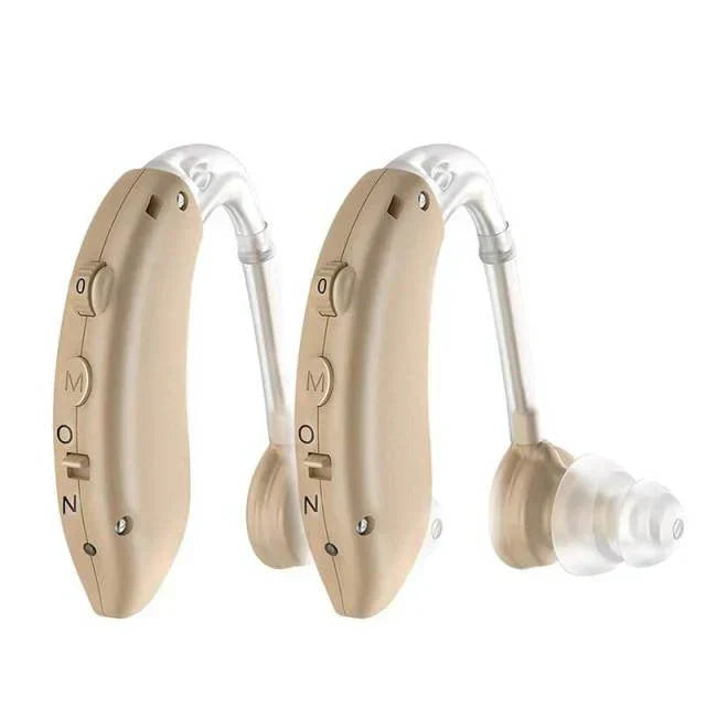 Discreet rechargeable hearing aid offers clear sound. Universal fit personal sound amplifier for enhanced hearing.