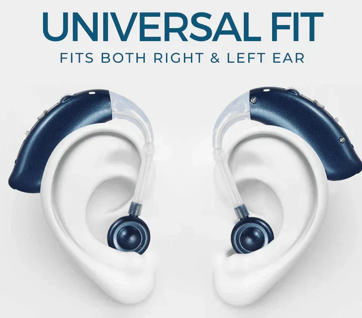 Unisex rechargeable hearing aid with universal fit. Provides clear sound & auditory enhancement for daily life.