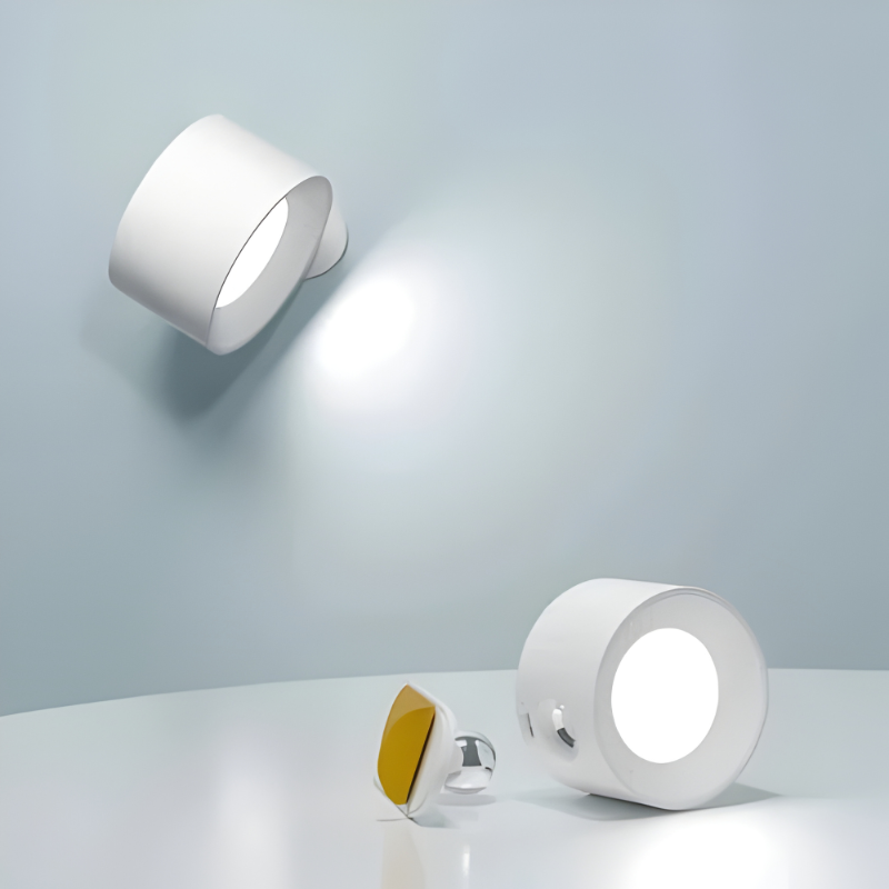 Cordless wall lamp with 360° adjustable head, touch sensor, and strong magnetic base.