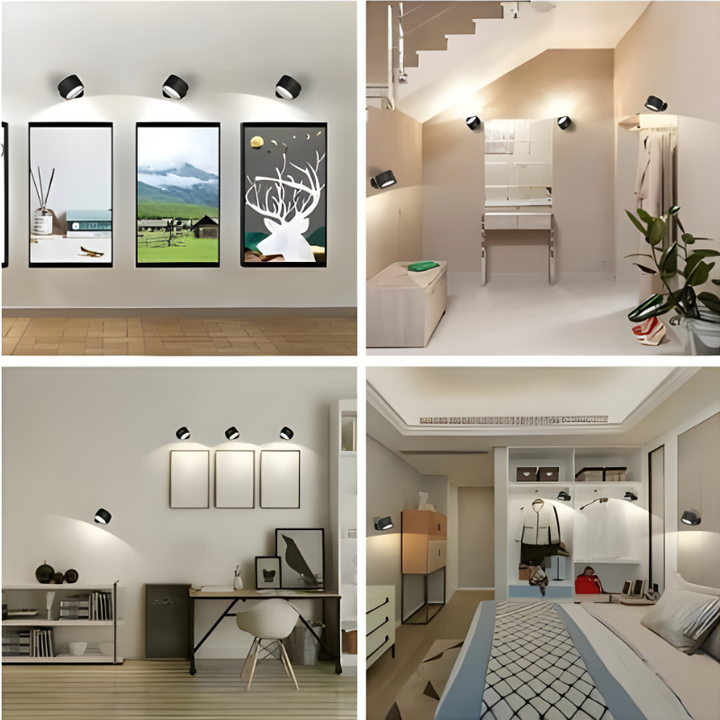 Magnetic cordless LED wall light, 360-degree adjustable, USB rechargeable, ambient glow.