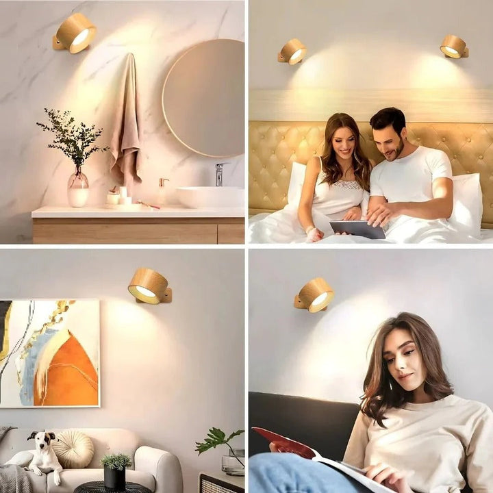 Versatile rechargeable wall sconce, 360° directional LED, great for desks or hallways.