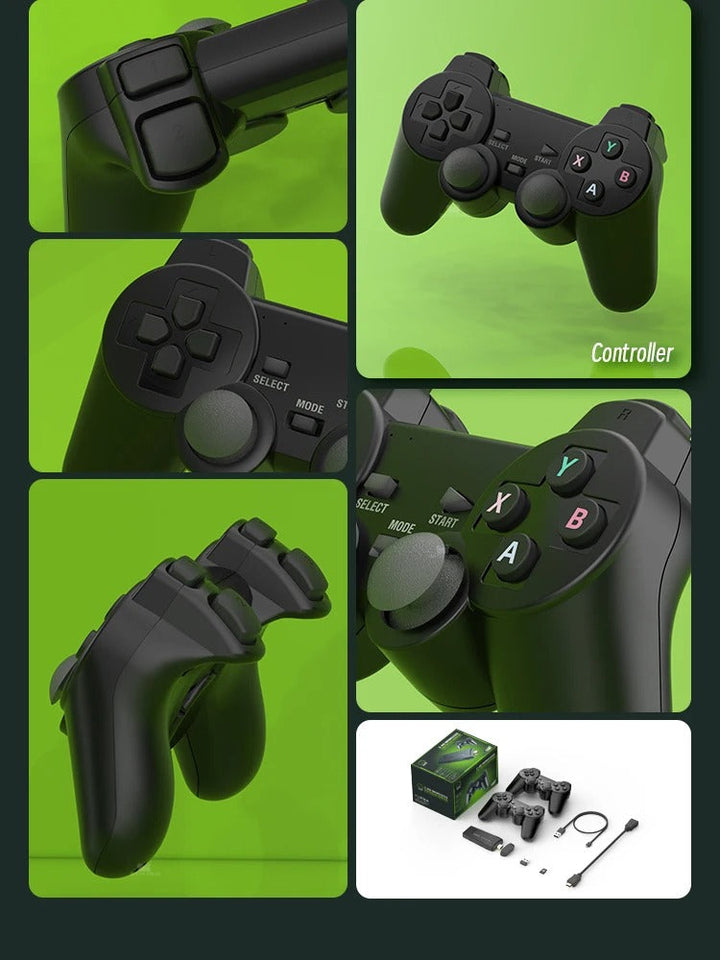 Multiplayer retro gaming console, 64GB, includes 2 wireless controllers & massive library of games.