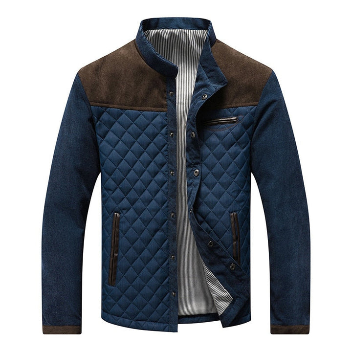 Fashionable men's casual retro windbreaker with a stand-up collar, perfect for cool spring and fall weather.