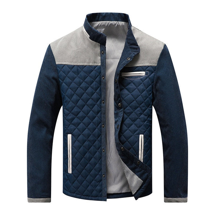 Classic men's retro windbreaker, perfect as a casual spring/fall jacket, featuring a stand-up collar.