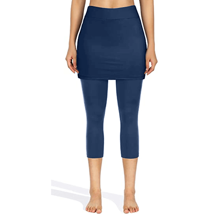 Women's skirted leggings with practical pockets, combining style and functionality.