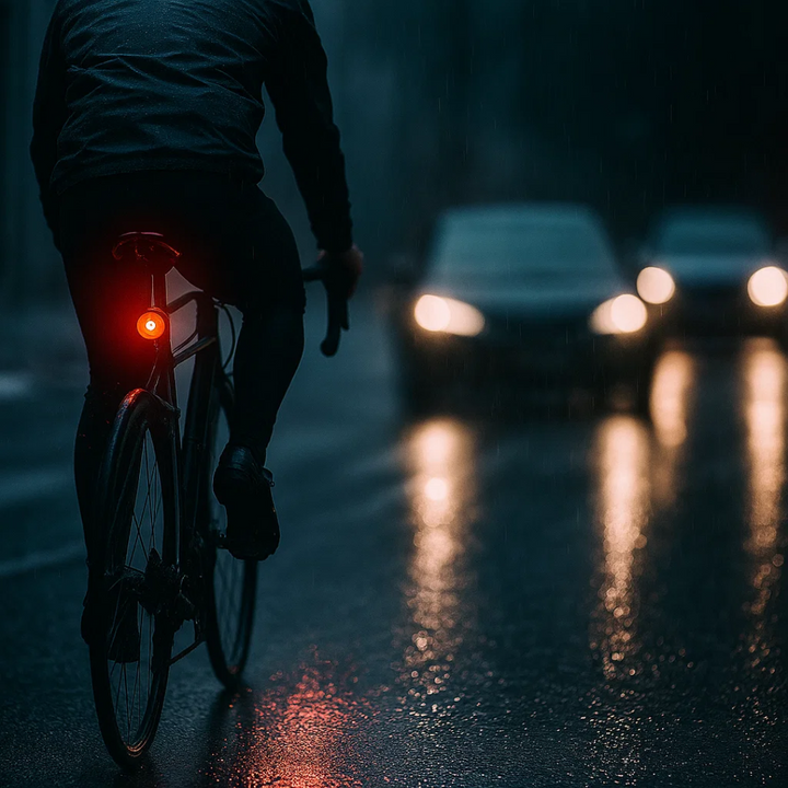 High visibility LED rear brake light for night riding on road & mountain bikes. 6 modes, waterproof design.