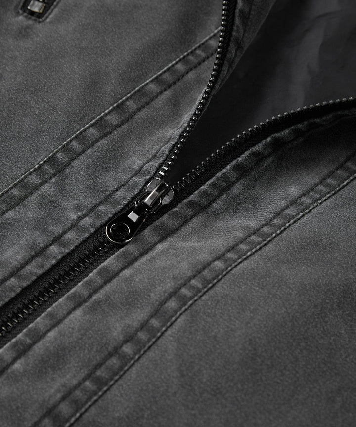 Charcoal canvas jacket for men, new arrival, shown with sleeves rolled for a casual look.