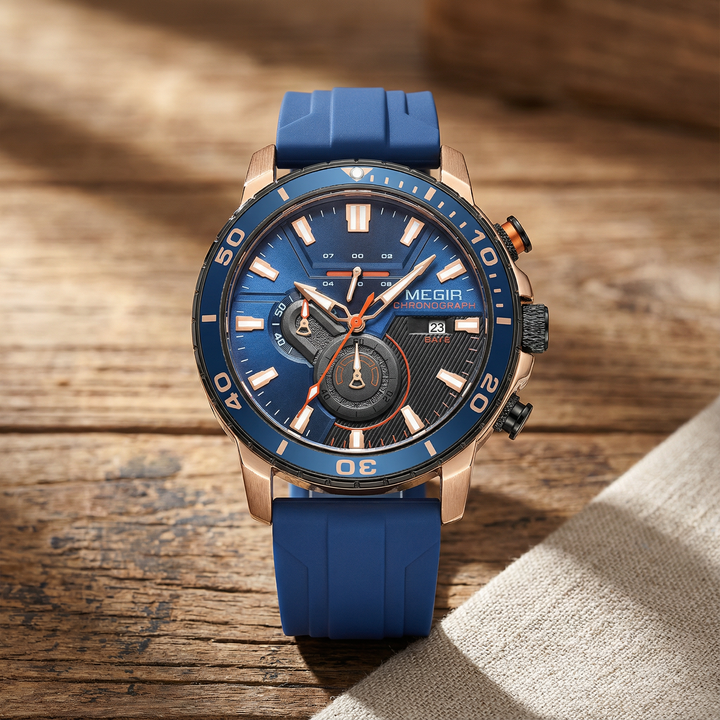 Durable men's sport watch with chronograph function and comfortable silicone strap, built for active lifestyles.