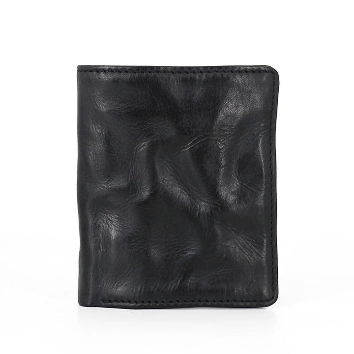 Leather care for men's tri-fold wallet: New full grain cowhide wallet before conditioning