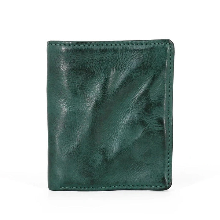 Gift for him: Elegant men's full grain leather tri-fold wallet in packaging, ready for gifting
