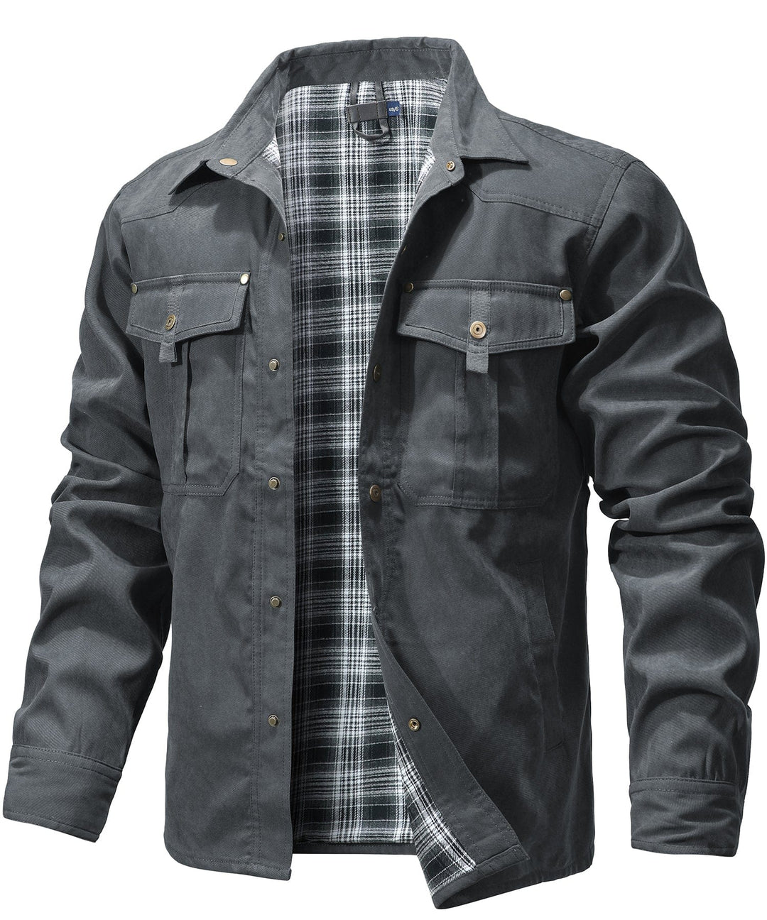 Casual men's jacket: a flannel-lined utility piece made for outdoor wear