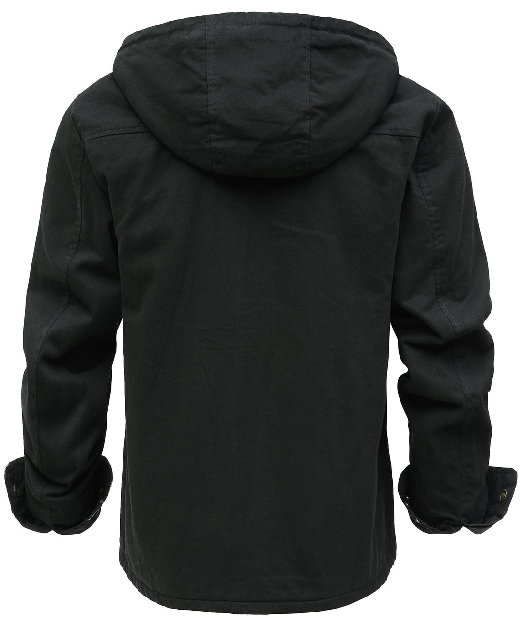Black men's insulated jacket, thermal fleece, essential winter outerwear