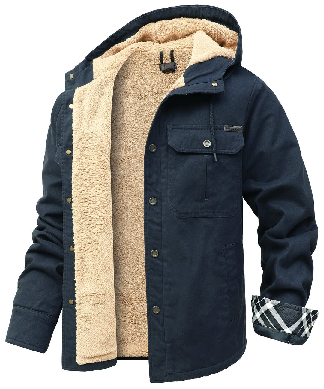 Casual men's thermal jacket, black fleece, suitable for everyday wear