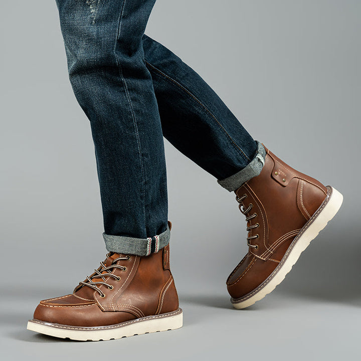 Men's rugged chukka boots in a rich brown, waterproof and comfortable for daily casual footwear