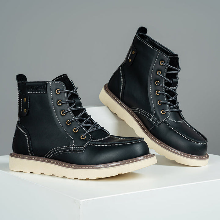 Black waterproof chukka boots for men, with a non-slip sole for enhanced durability and safety