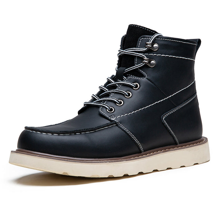 Waterproof men's chukka boots in black, pictured with other casual accessories like a watch