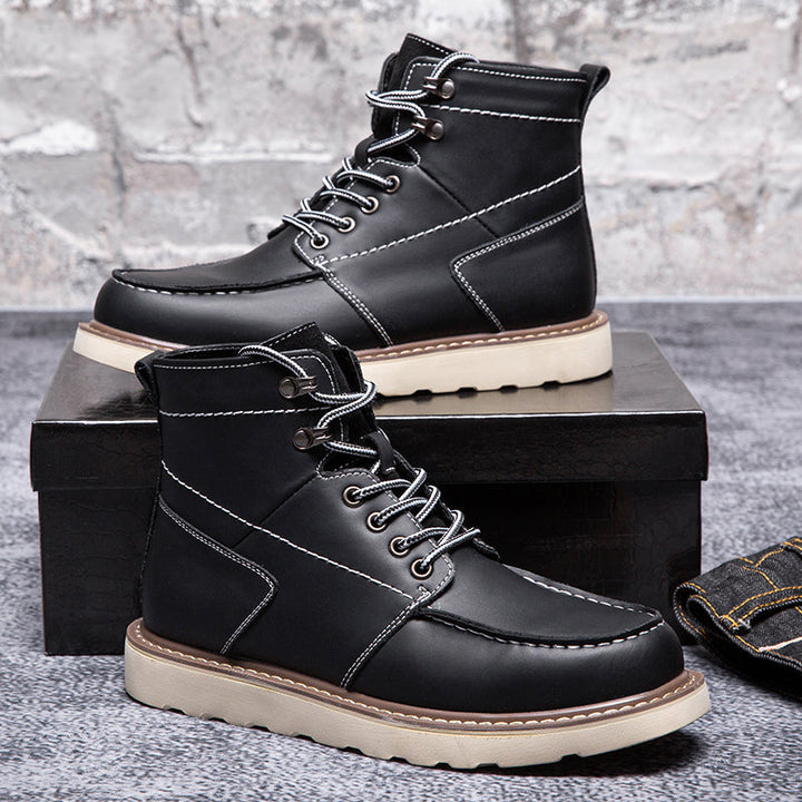 Rugged men's black chukka boots, waterproof and durable, excellent for urban casual exploration