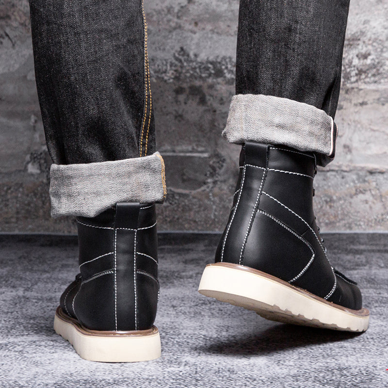 Black men's waterproof chukka boots, emphasizing their durable material and long-lasting design