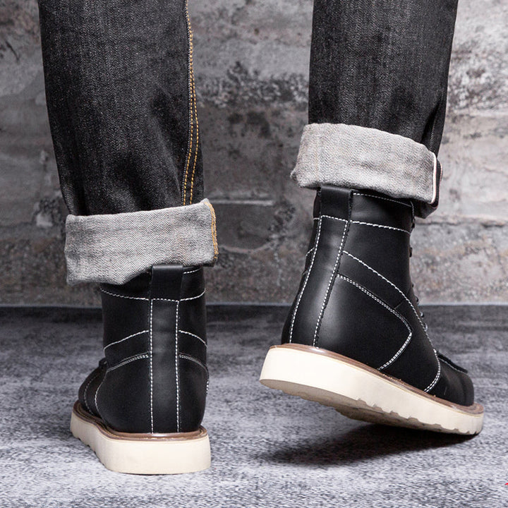 Black men's waterproof chukka boots, emphasizing their durable material and long-lasting design