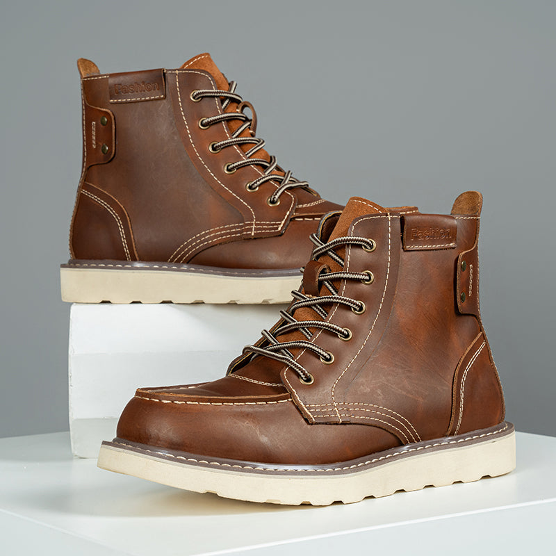 Top-down view of black waterproof chukka boots for men, highlighting their durable design