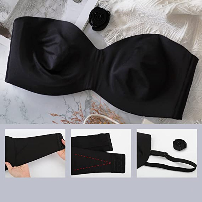 Perfect for strapless tops, this women's seamless bandeau bra has removable straps for versatile wear.