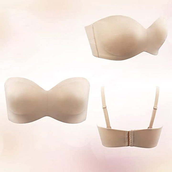 Invisible support women's seamless bandeau bra, with removable straps for versatile & smooth, comfortable wear.