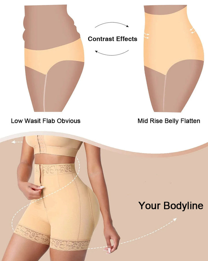 High-waist seamless butt lifter shorts for women, offering comfortable tummy control and body shaping.