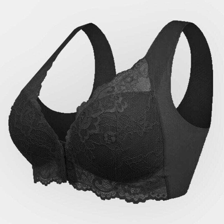 Wireless shaping sports bra for women, seamless lace design & front closure. Ideal for workouts, fitness & support.