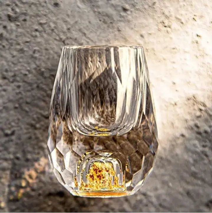 Elegant set of 6 cut crystal shot glasses, ideal barware gift for liquor enthusiasts & home entertaining.