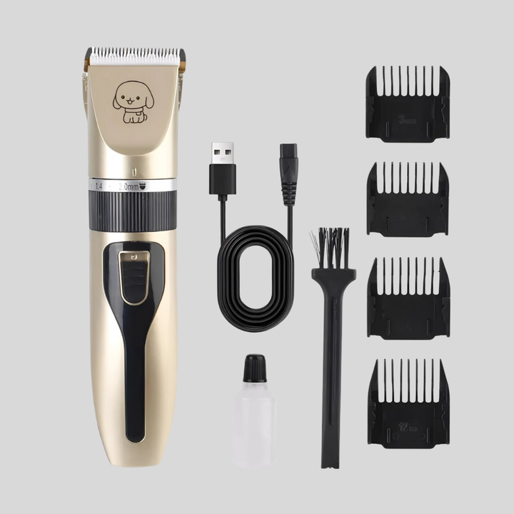 Quiet pet grooming clipper for stress-free dog & cat home grooming. Cordless, rechargeable, stainless steel blade.