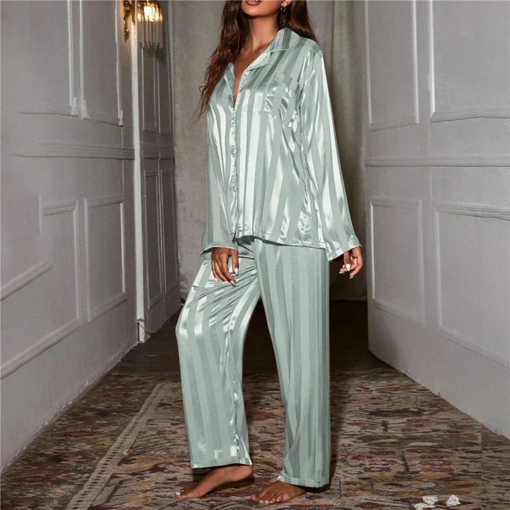 Emilia women's silky-soft pajamas. Elegant two-piece loungewear set for ultimate comfort.