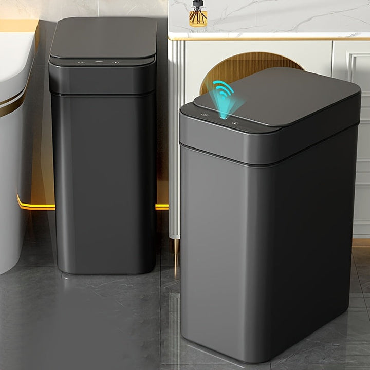 Hygienic touch-free 11L waste bin with slim design, ideal for modern kitchen or bathroom.