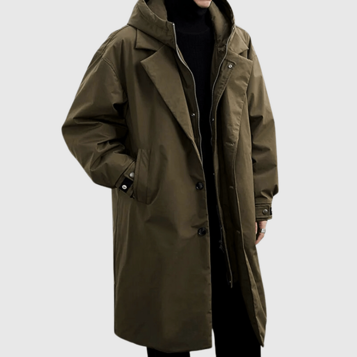 Stylish men's waterproof raincoat for all-weather protection. Lightweight rain jacket, ideal for commuter & travel.