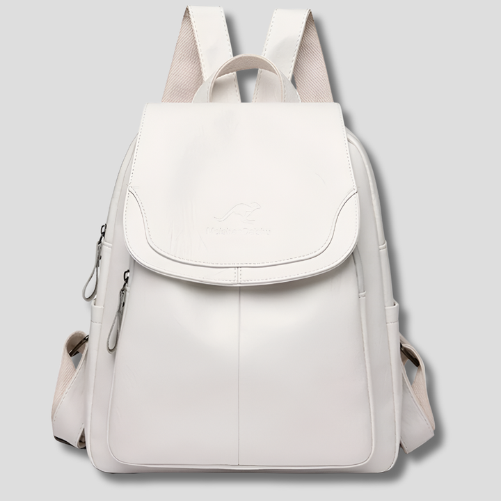 Stylish women's anti-theft leather backpack for secure everyday use and travel. Durable & chic.