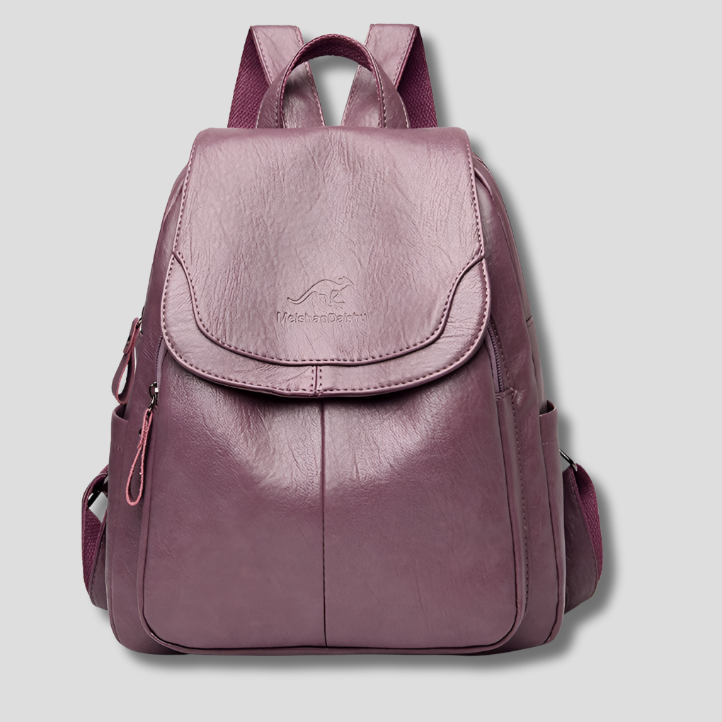 Stylish women's anti-theft leather backpack. A fashion-forward, secure everyday bag for work or travel.