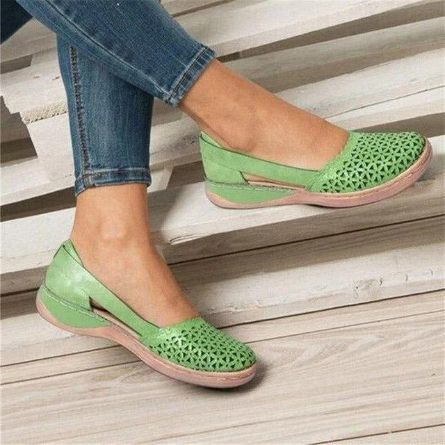 Women's chic comfort flats in a soft tone, specially designed for effective bunion relief footwear.