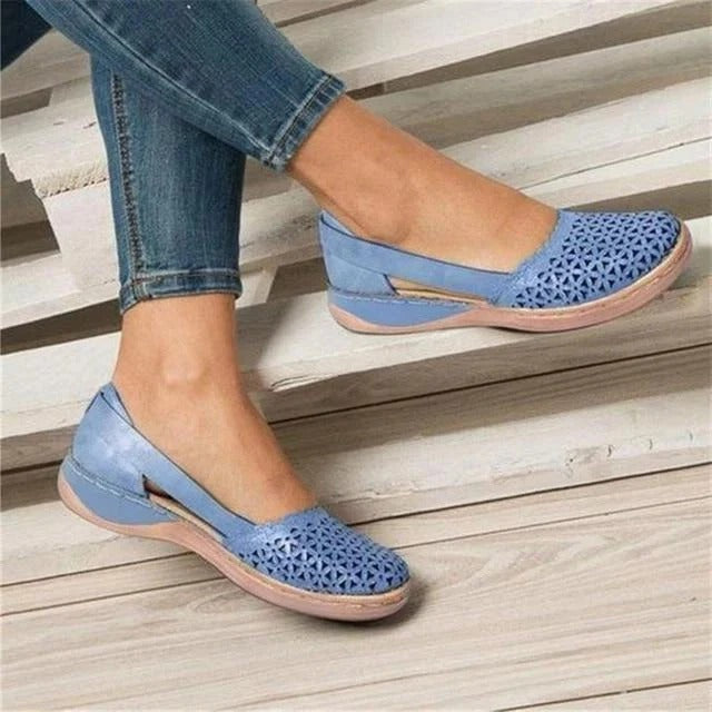 Orthopedic slip-on flats for women, stylish and comfortable, ideal for bunion pain relief.