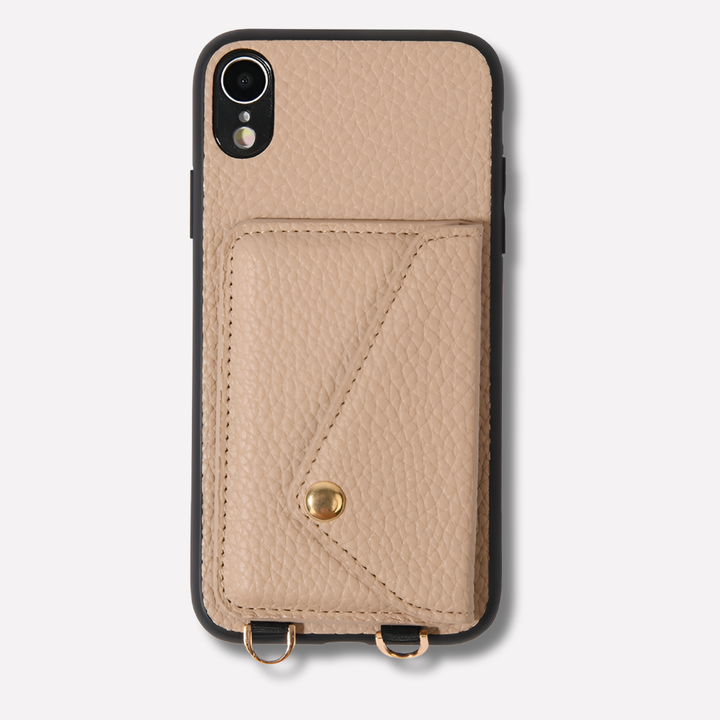 Durable crossbody phone case for women with integrated card holder & adjustable lanyard. Offers phone protection & style.