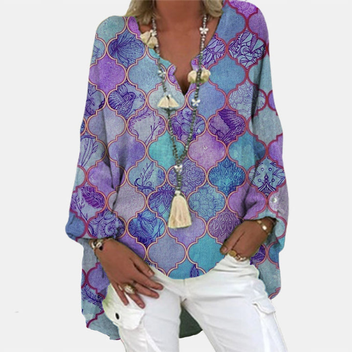 Versatile Elodie linen blouse for women, long sleeve, loose fit. Everyday elegant & comfortable top.