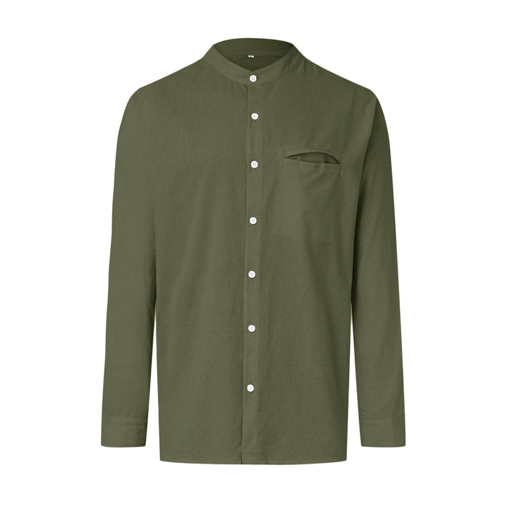 Comfortable men's long sleeve oversized summer shirt, relaxed fit button-down, ideal for casual holiday wear.