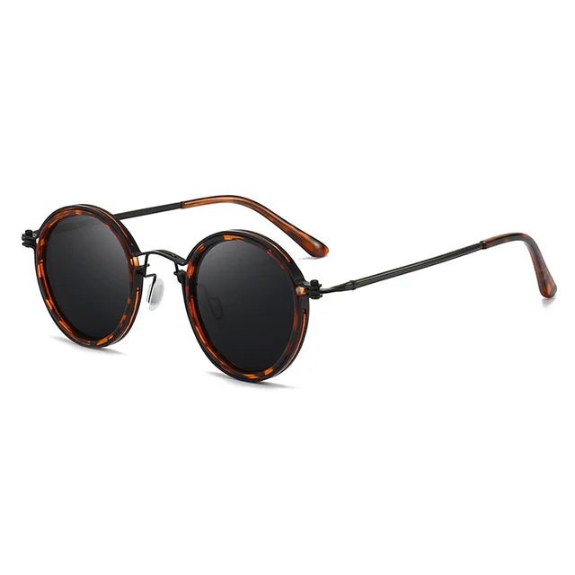 Gold metal temple round polarized sunglasses for unisex eye protection, glare reduction & stylish looks.