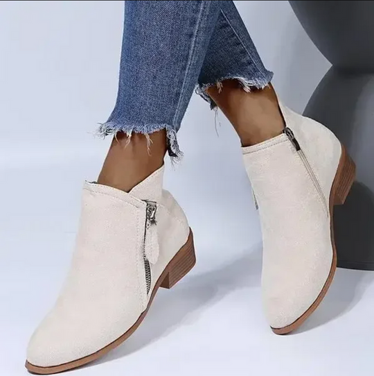 Durable women's zipper ankle boots, comfortable & supportive. Great for everyday casual wear in fall/winter.