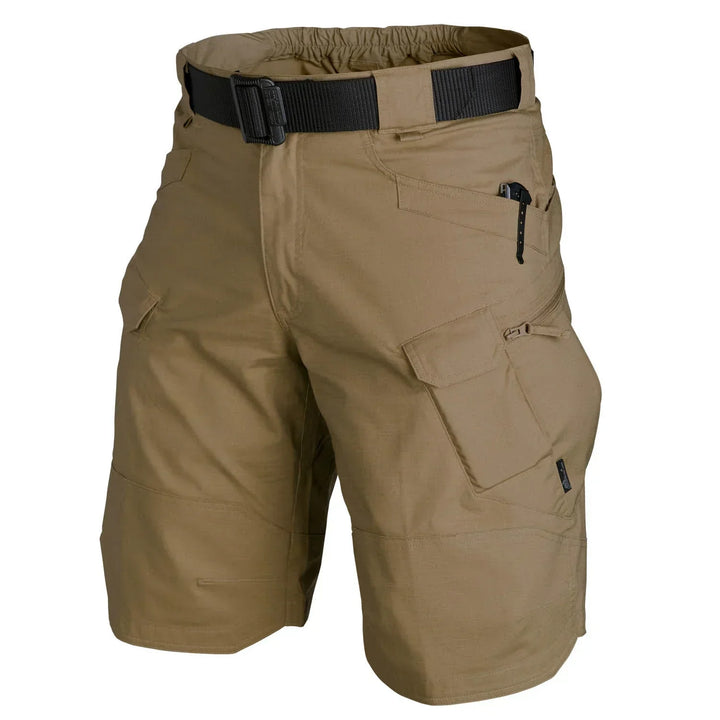 Durable men's outdoor cargo shorts for tactical use, work, or summer hiking. Built for adventure & tough conditions.