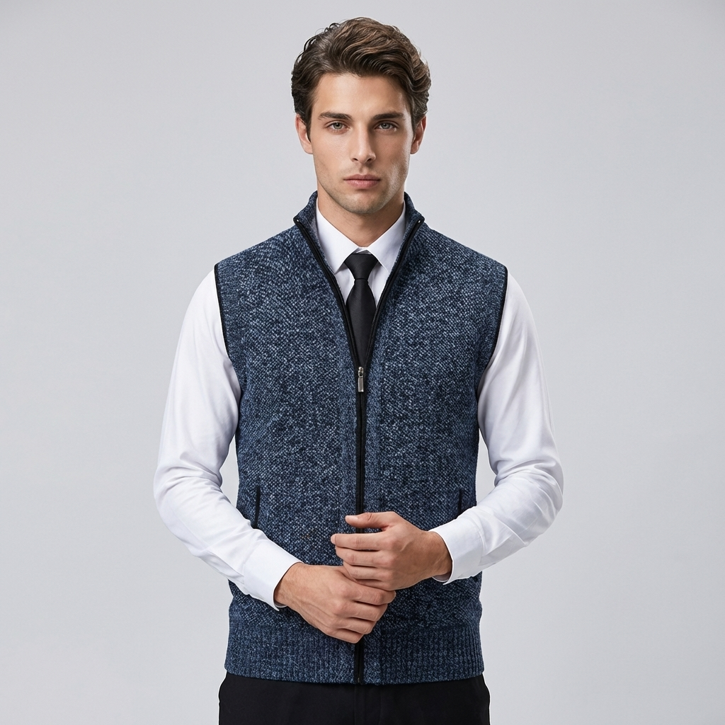 Tailored men's vest for smart-casual & formal looks. Elegant suit vest, perfect for layering business attire.