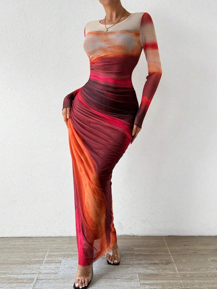 Stylish long sleeve bodycon maxi dress for women. Ideal evening gown, party dress, or date night outfit.