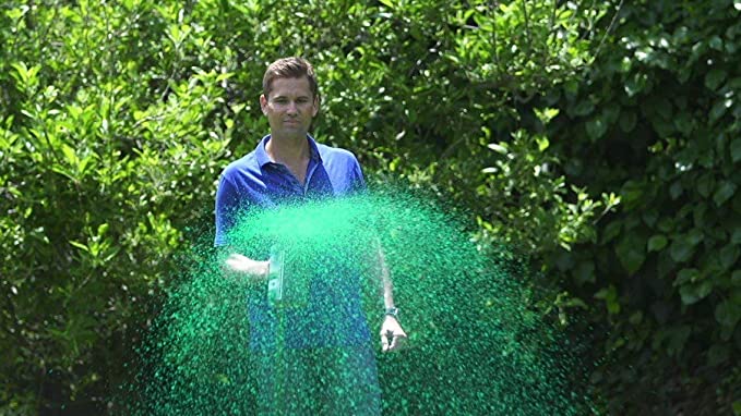 Home garden liquid seeding spray system, applies grass seed for effortless, fast-growing, healthy green lawns.